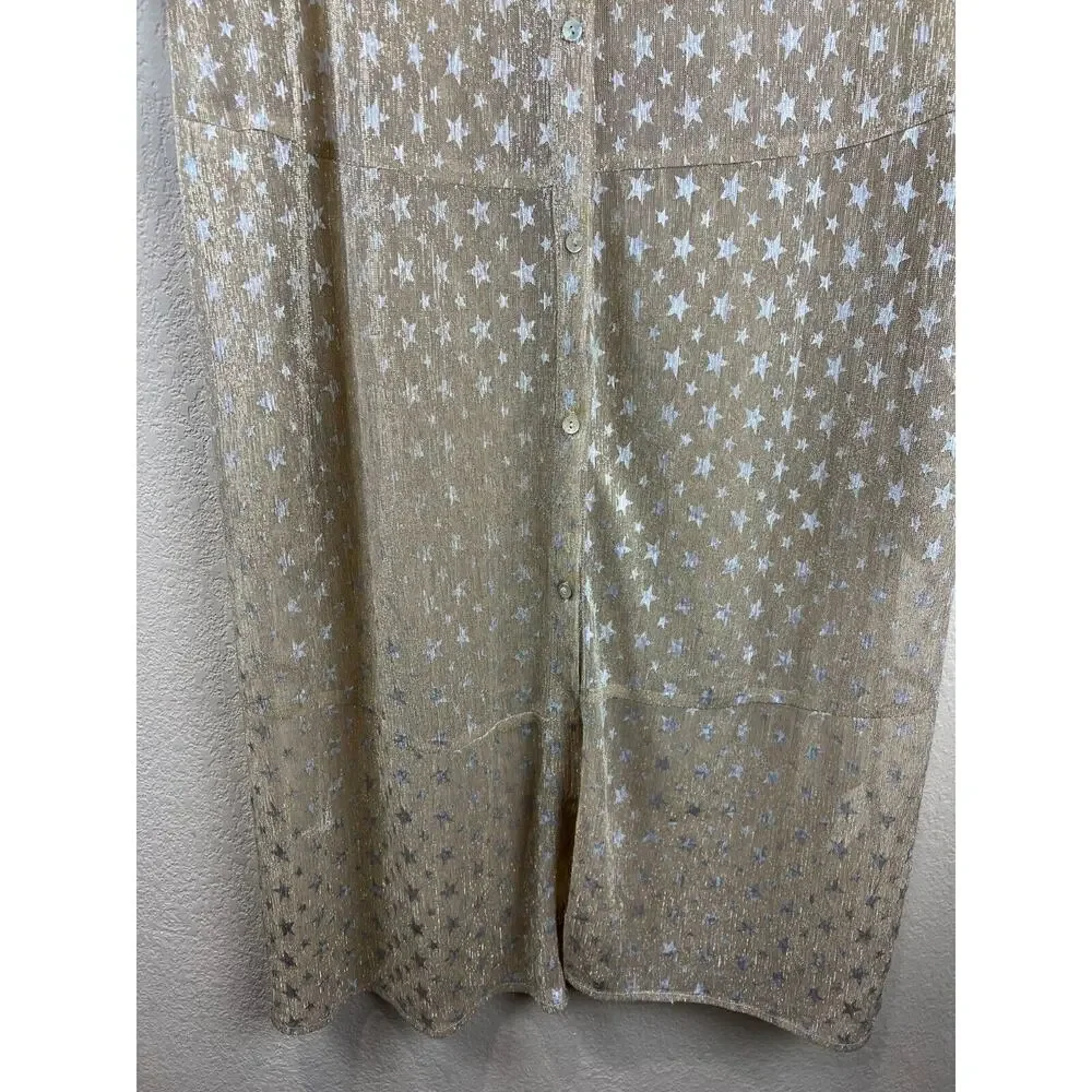 Coop Trelise Cooper Sheer Cardigan S Star Gold Metallic Long Sleeve Shimmer‎